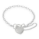 Silver-CZ-Pave-Puff-Heart-Padlock-Bracelet Sale