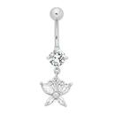 Silver-Steel-CZ-Drop-Butterfly-Belly-Bar Sale