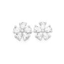 Silver-CZ-Flower-Stud-Earrings Sale