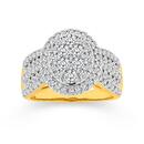 9ct-Gold-Diamond-Oval-Cluster-Ring Sale