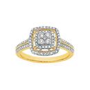 9ct-Gold-Diamond-Cushion-Halo-Cluster-Ring Sale