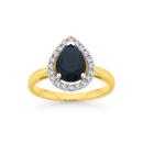 9ct-Gold-Natural-Sapphire-Diamond-Pear-Halo-Ring Sale