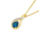 9ct-Gold-London-Blue-Topaz-Diamond-Swirl-Slider-Pendant Sale