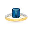 9ct-Gold-London-Blue-Topaz-20ct-Diamond-Ring Sale