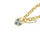 9ct-Gold-19cm-Solid-Belcher-London-Blue-Topaz-Diamond-Padlock-Bracelet Sale