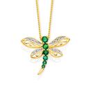 9ct-Gold-Emerald-Diamond-Dragonfly-Slider-Pendant Sale