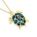 9ct-Gold-Multi-Gemstone-Diamond-Turtle-Pendant Sale