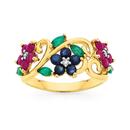 9ct-Gold-Sapphire-Ruby-Emerald-Diamond-Ring Sale