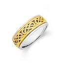 9ct-Gold-Sterling-Silver-Celtic-Knot-Pattern-Mens-Ring Sale