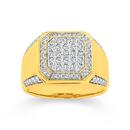 9ct-Gold-Diamond-Cluster-Octagon-Top-Gents-Ring Sale