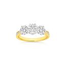 9ct-Gold-Diamond-Cluster-Trilogy-Ring Sale