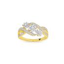 9ct-Gold-Diamond-Tri-Flower-Ring Sale