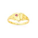 9ct-Gold-Single-Heart-Created-Ruby-Signet-Ring Sale