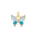 9ct-Gold-Multi-Topaz-Diamond-Butterfly-Pendant Sale