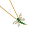 9ct-Gold-Created-Emerald-Diamond-Dragonfly-Pendant Sale