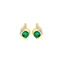 9ct-Gold-Created-Emerald-Diamond-Earrings Sale