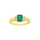 9ct-Gold-Created-Emerald-Diamond-Shoulder-Ring Sale