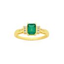 9ct-Gold-Created-Emerald-Diamond-Shoulder-Ring Sale
