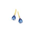 9ct-Gold-Created-Ceylon-Sapphire-Diamond-Pear-Shape-Hook-Earrings Sale