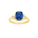 9ct-Gold-Created-Ceylon-Sapphire-Diamond-Ring Sale