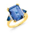 9ct-Gold-Created-Sapphire-Diamond-Ring-Total-Diamond-Weight10ct Sale