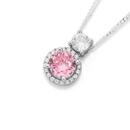 Sterling-Silver-Small-Pink-Cubic-Zirconia-Cluster-Pendant Sale