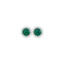 Silver-Green-CZ-Halo-Stud-Earrings Sale