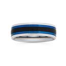 Steel-Black-Centre-With-Blue-Lines-Ring Sale