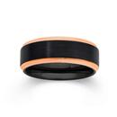 Tungsten-Carbide-Matte-Black-with-Rose-Gold-Plate-Edges-Gents-Ring Sale