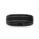 Tungsten-Carbide-Matte-Black-Double-Sterling-Silver-Lines-Mens-Ring Sale