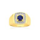 9ct-Gold-Diamond-Created-Sapphire-Mens-Ring Sale