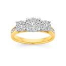 9ct-Gold-Diamond-Cluster-Trilogy-Ring Sale