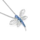 9ct-White-Gold-Natural-Ceylon-Sapphire-Diamond-Dragonfly-Slider-Pendant Sale