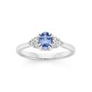 9ct-White-Gold-Ceylon-Sapphire-10-Diamond-Ring Sale