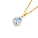 9ct-Gold-Aquamarine-Diamond-Pear-Pendant Sale