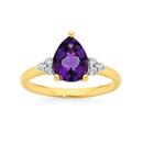 9ct-Gold-Amethyst-Diamond-Pear-Shape-Ring Sale