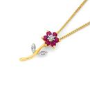 9ct-Gold-Ruby-Diamond-Flower-Pendant Sale