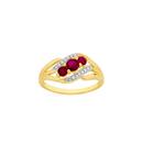 9ct-Gold-Natural-Ruby-Diamond-Trilogy-Ring Sale