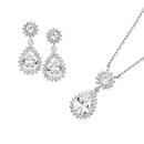 Silver-Pear-CZ-Cluster-Pendant-Earring-Set Sale