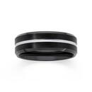 MY-Tungsten-Carbide-Black-Silver-Plate-Line-Gents-Ring Sale
