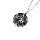 Sterling-Silver-23Mm-Rope-Edge-Oxidised-Compass-Mens-Pendant Sale