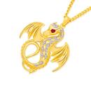 9ct-Gold-Diamond-Natural-Ruby-Dragon-Mens-Pendant Sale
