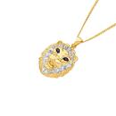 9ct-Gold-Natural-Sapphire-Eyes-Lion-Head-Mens-Pendant Sale