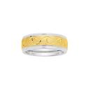 9ct-Gold-Silver-85mm-Satin-Wave-Centre-Gents-Ring Sale