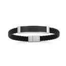 MY-Stainless-Steel-21cm-Leather-Plait-Identity-Mens-Bracelet Sale