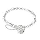 Silver-19cm-CZ-Heart-Bezel-Filigree-Padlock-Bracelet Sale