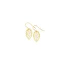 9ct-Gold-Diamond-Cut-Open-Leaf-Hook-Drop-Earrings Sale