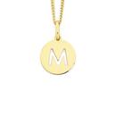 9ct-Gold-Initial-M-Sanserif-Round-Disc-Pendant Sale