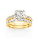 9ct-Gold-Diamond-Cushion-Shaped-Bridal-Set Sale