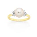 9ct-Gold-Cultured-Freshwater-Pearl-Diamond-Ring Sale